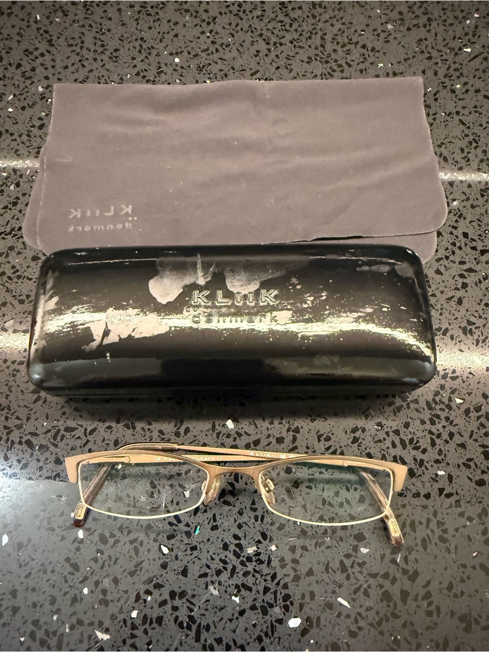 Women's Semi-Rim Eyeglasses in Gold from Denmark ! EUC - never worn